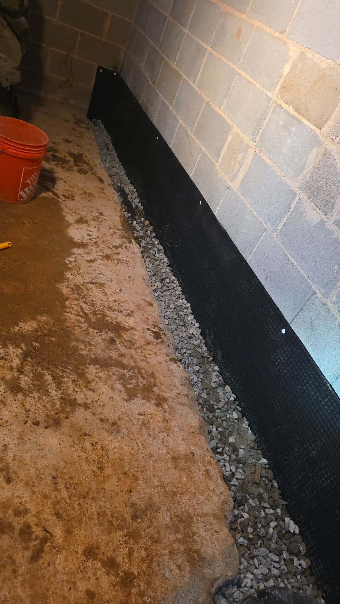 Interior Basement Drain System Installed in Dawsonville GA image